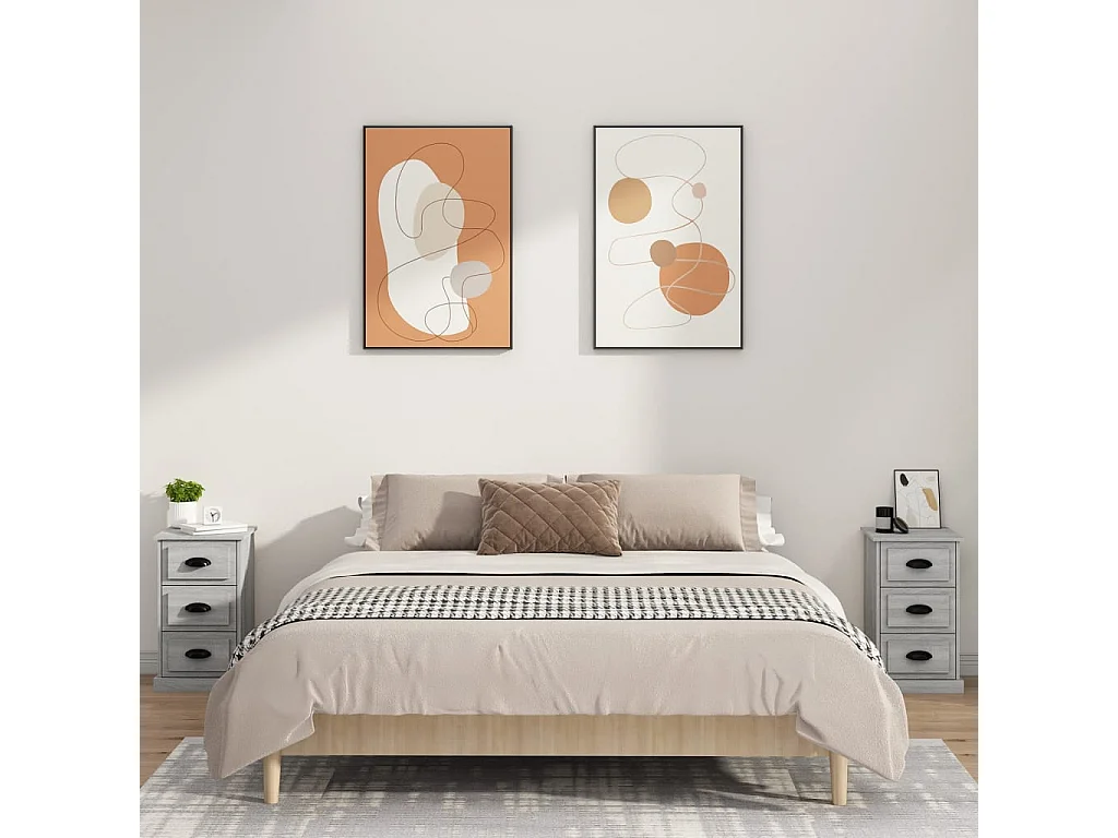 Inge  Table de chevet sonoma gris 39x39x67 cm bois d'ingénierie