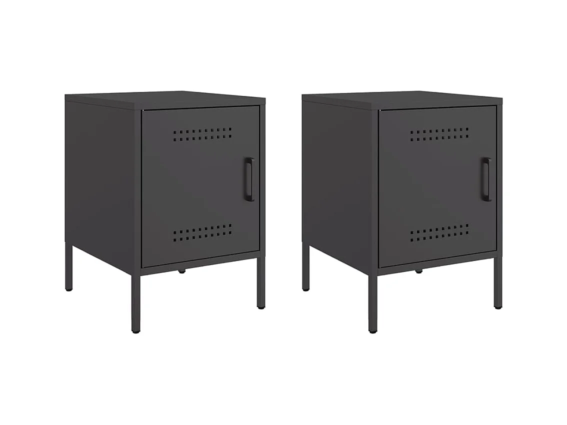 Adam Scott  Tables de chevet 2 pcs noir 36x39x50,5 cm acier