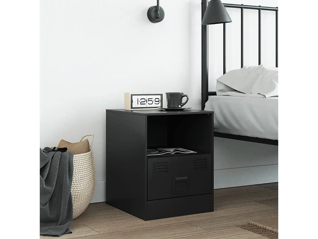 Elthor  Table de chevet noir 34,5x39x44 cm acier