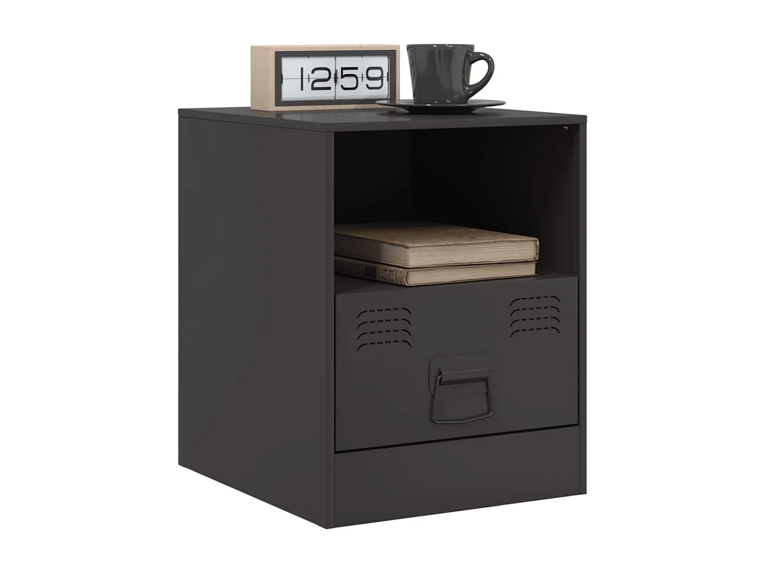 Elthor  Table de chevet noir 34,5x39x44 cm acier