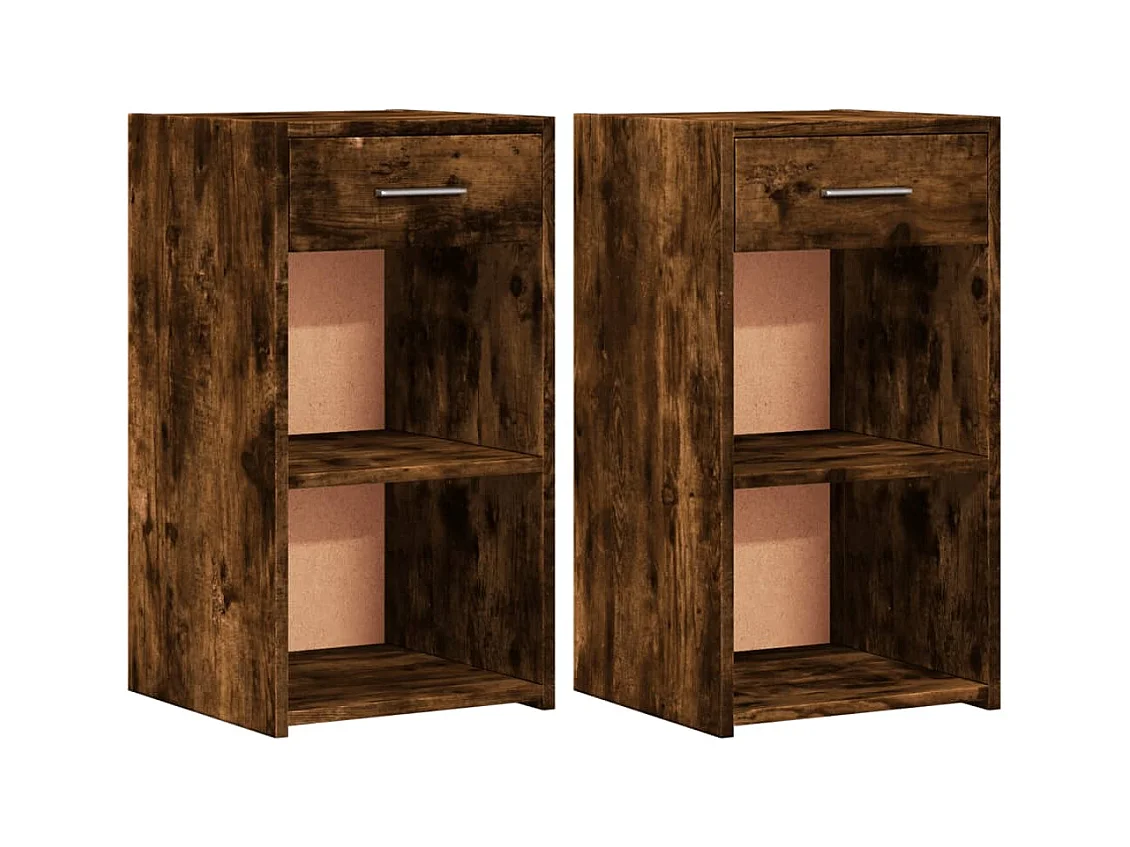 Ragna  Tables de chevet 2 pcs chêne fumé 35x34x65 cm bois ingénierie