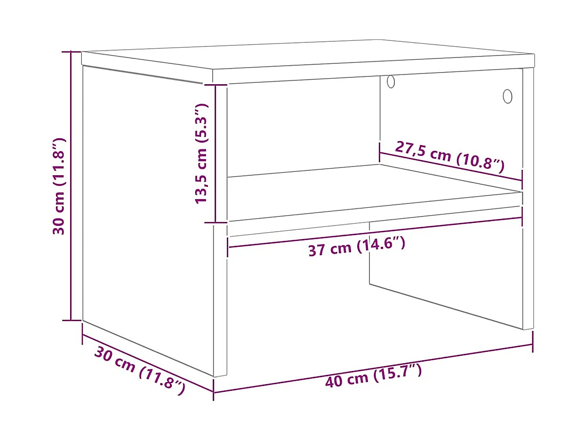 De Witt  Table de chevet Chêne fumé 40x30x30 cm Bois d'ingénierie