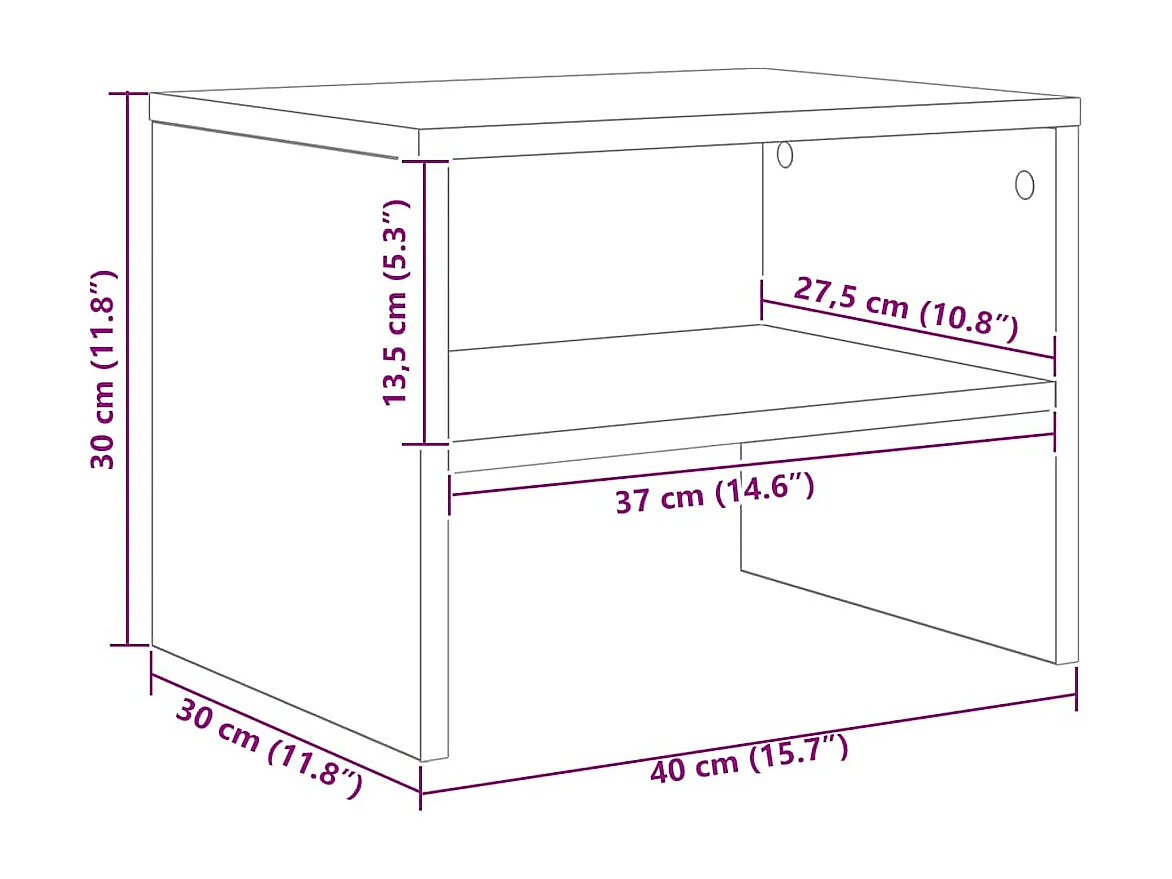 De Witt  Table de chevet Chêne fumé 40x30x30 cm Bois d'ingénierie