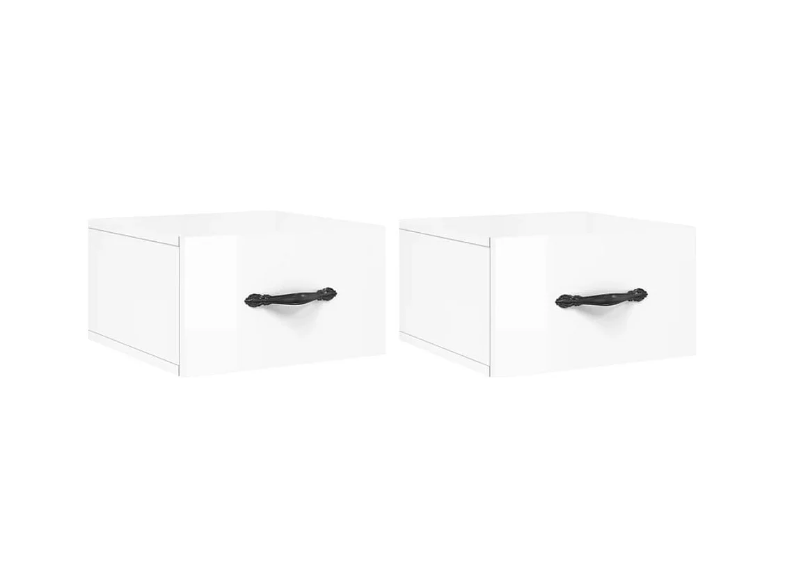 Carbon Hill  Tables de chevet murales 2 pcs blanc brillant 35x35x20 cm