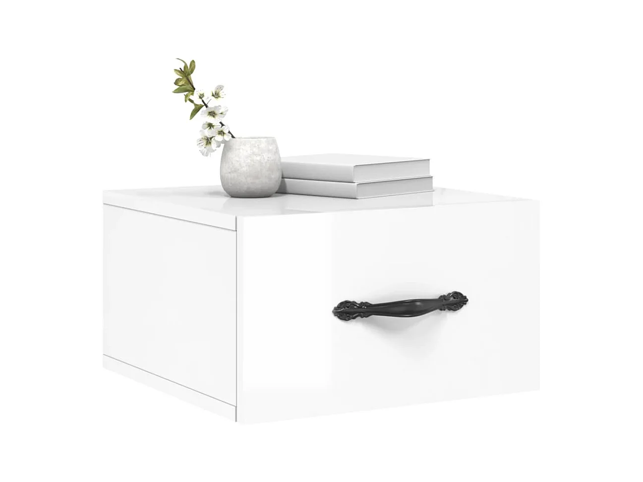 Carbon Hill  Tables de chevet murales 2 pcs blanc brillant 35x35x20 cm