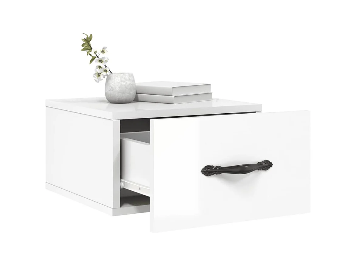 Carbon Hill  Tables de chevet murales 2 pcs blanc brillant 35x35x20 cm