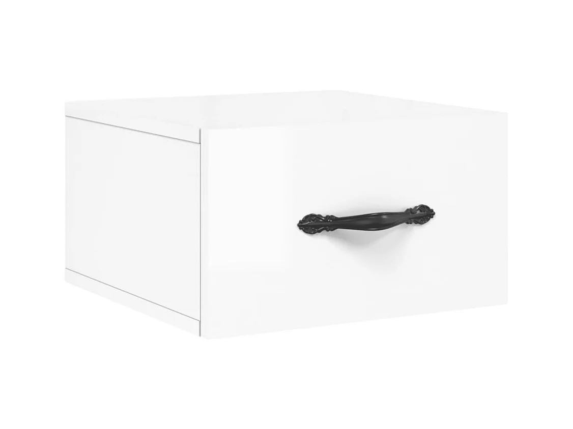 Carbon Hill  Tables de chevet murales 2 pcs blanc brillant 35x35x20 cm