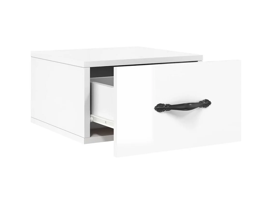 Carbon Hill  Tables de chevet murales 2 pcs blanc brillant 35x35x20 cm