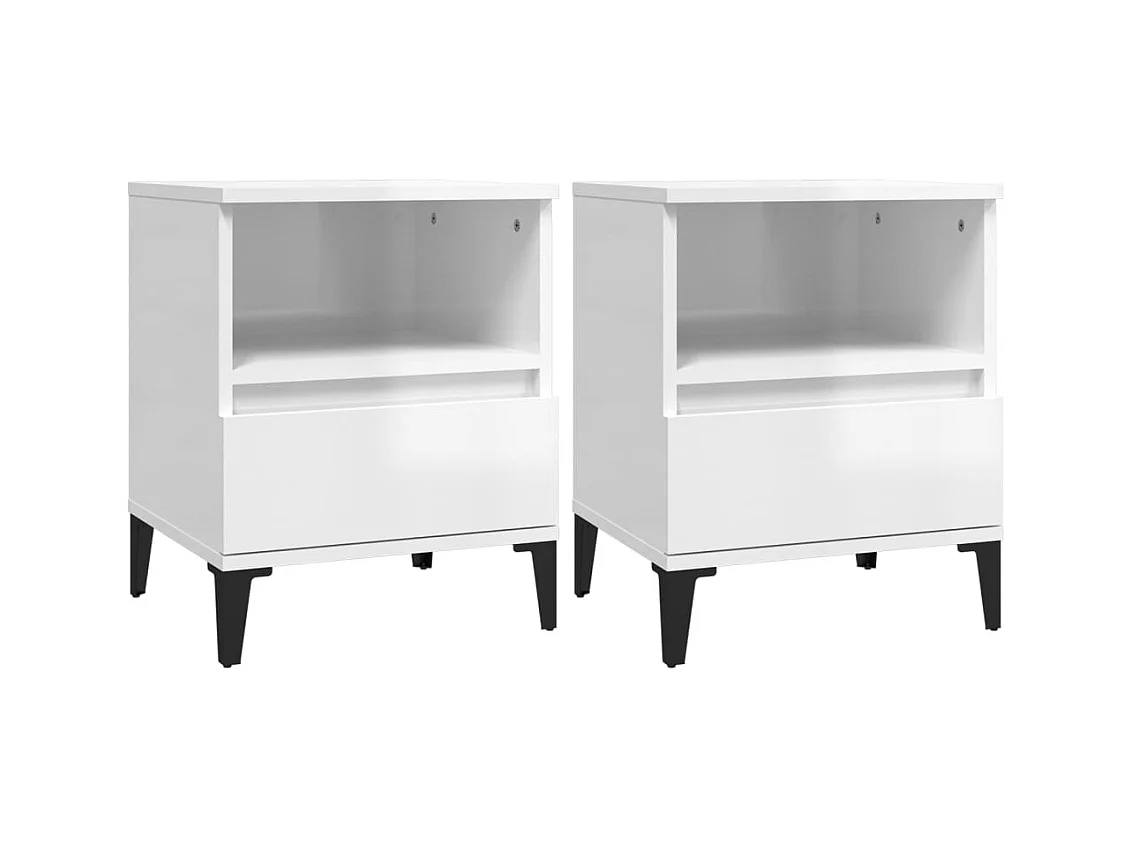 Centennial  Tables de chevet 2 pcs Blanc brillant 40x35x50 cm