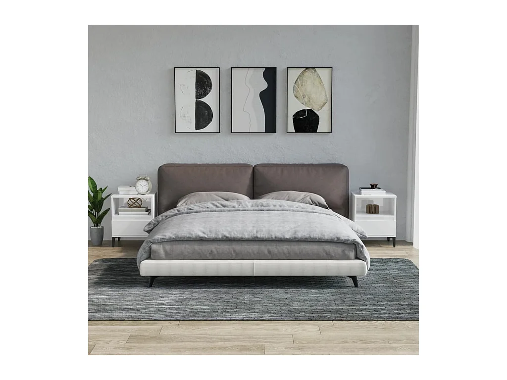 Centennial  Tables de chevet 2 pcs Blanc brillant 40x35x50 cm