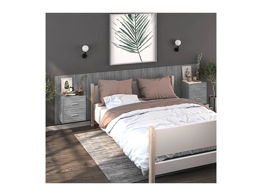 Gouda  Tables de chevet murales 2 pcs Sonoma gris