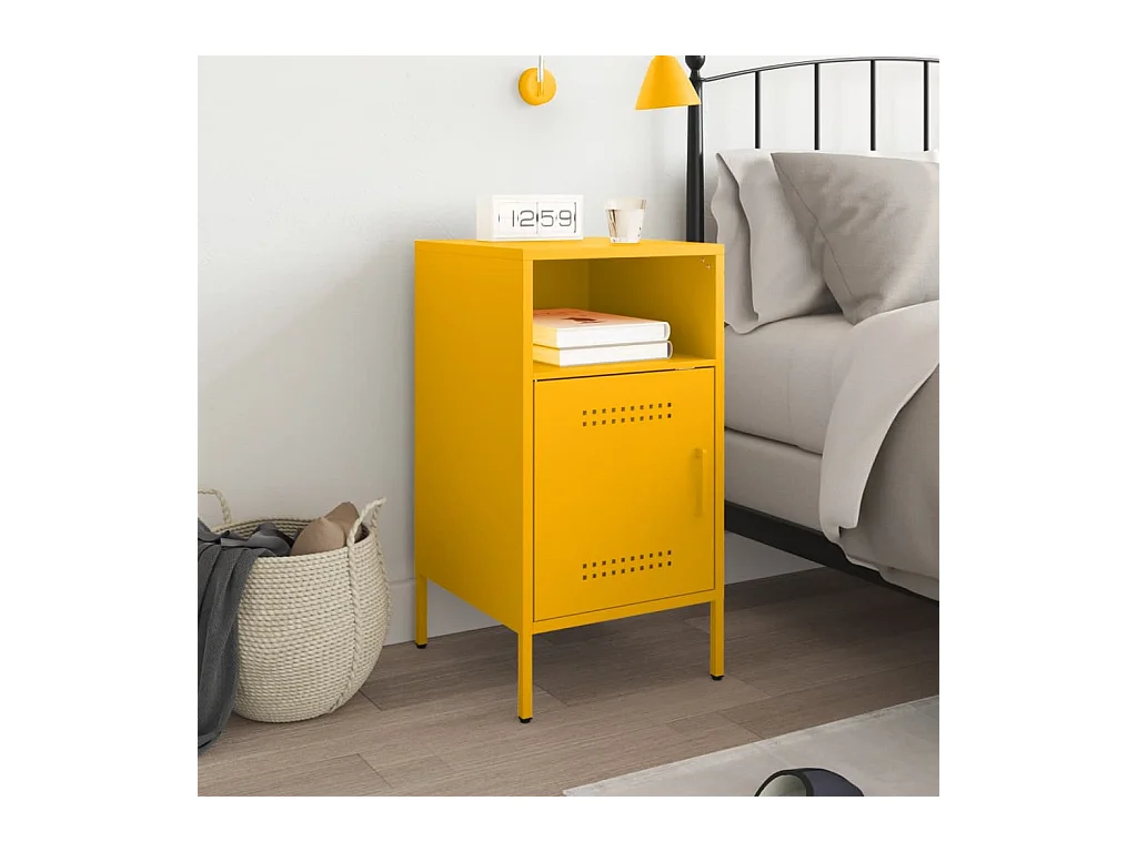 Channelview  Table de chevet jaune moutarde 36x39x68 cm acier