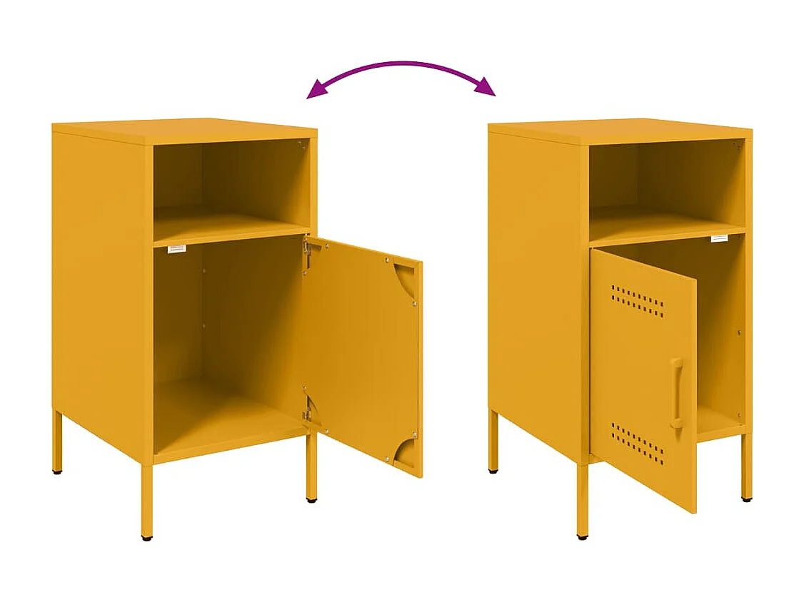 Channelview  Table de chevet jaune moutarde 36x39x68 cm acier