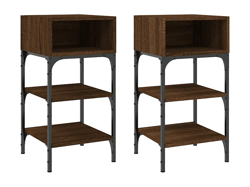 Walo  Nachttische 2Stk. Braun Eichen-Optik 35x34,5x70cm Holzwerkstoff