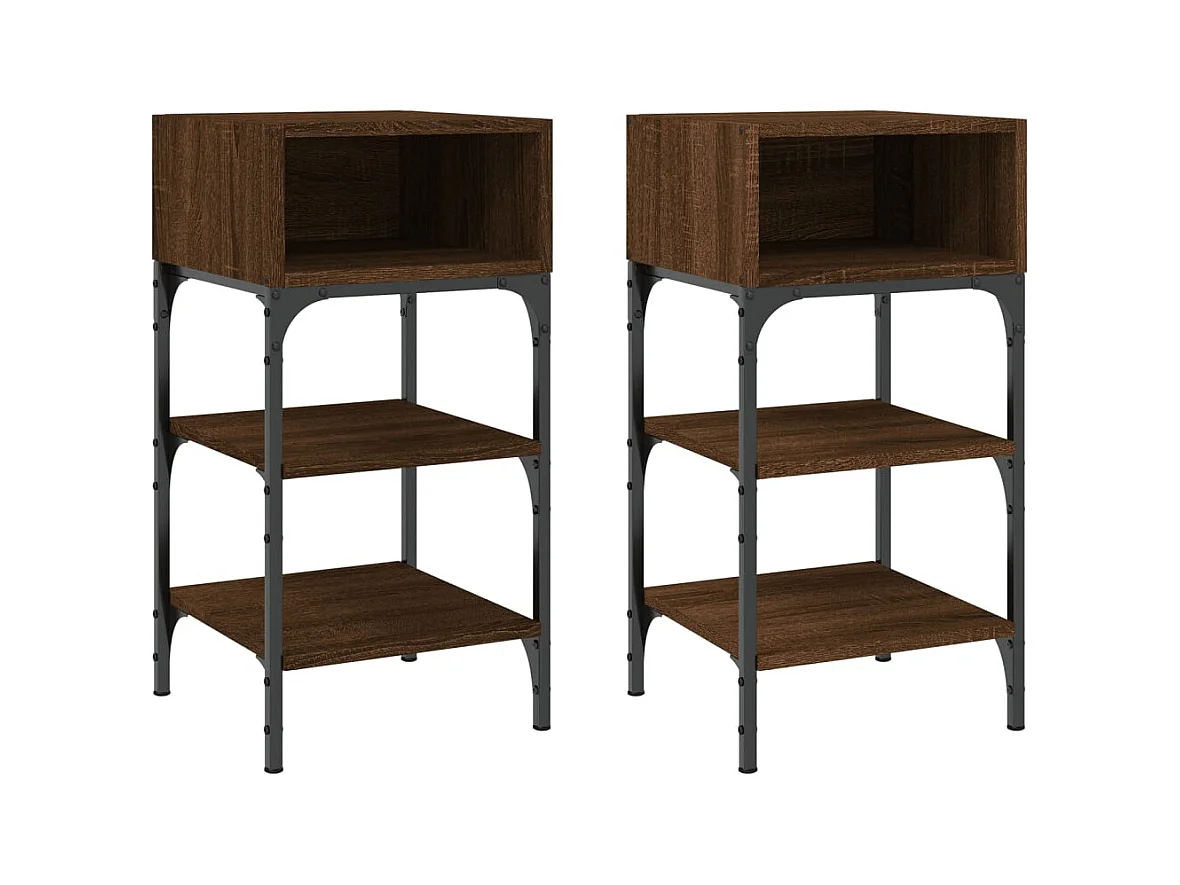 Walo  Tables de chevet 2 pcs chêne marron 35x34,5x70 cm