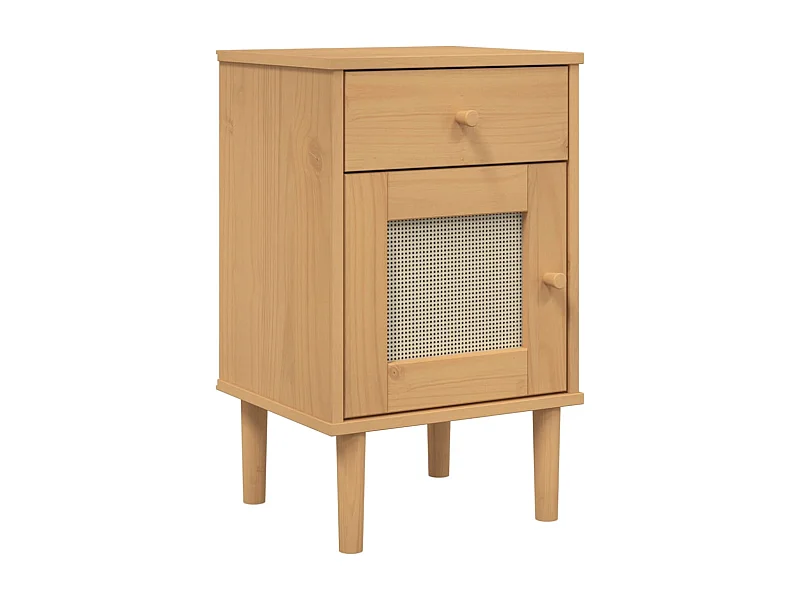 Narvik  Comodino SENJA Aspetto Rattan Marrone 40x35x65 cm in Legno Pino