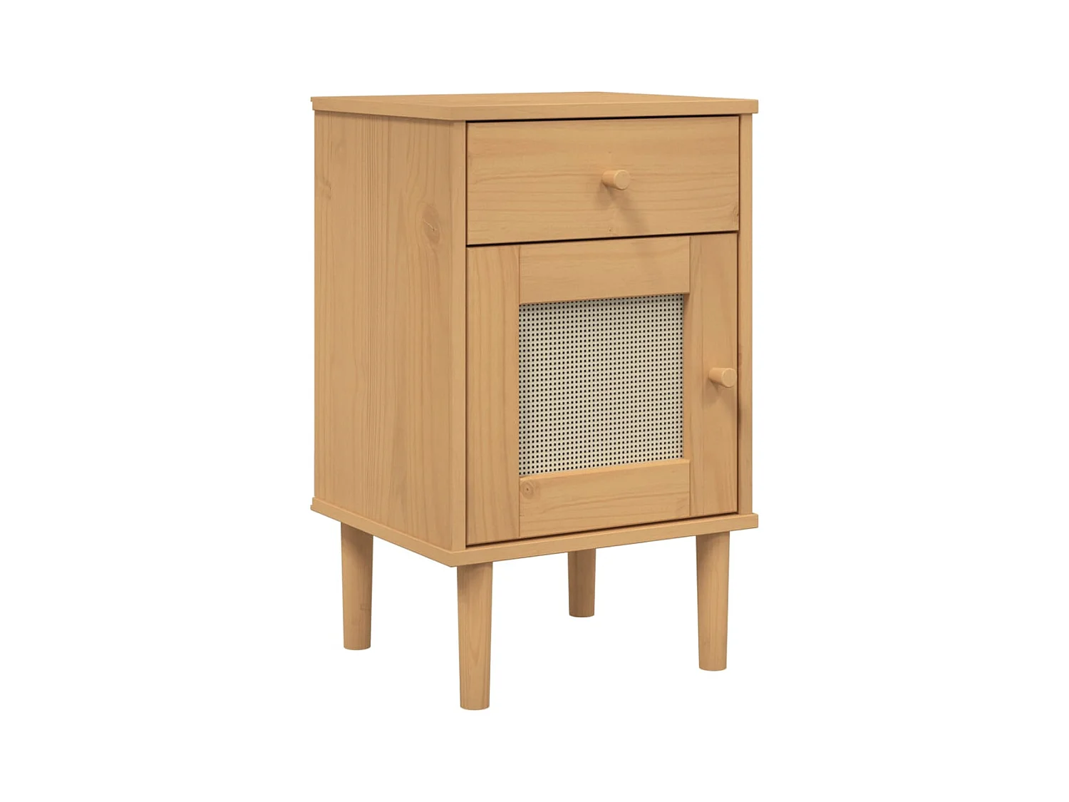 Narvik  Comodino SENJA Aspetto Rattan Marrone 40x35x65 cm in Legno Pino