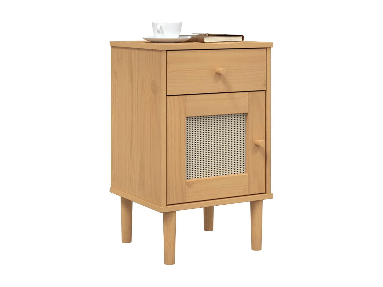 Narvik  Comodino SENJA Aspetto Rattan Marrone 40x35x65 cm in Legno Pino