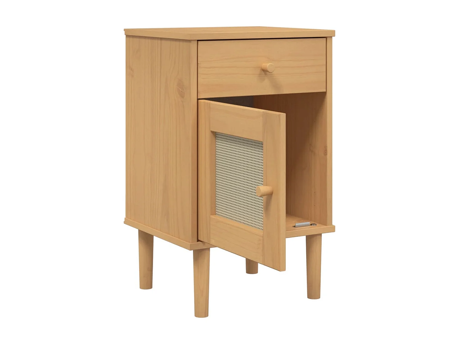 Narvik  Comodino SENJA Aspetto Rattan Marrone 40x35x65 cm in Legno Pino