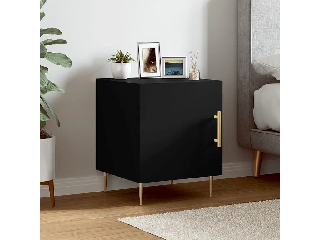 Omar  Table de chevet noir 40x40x50 cm bois d’ingénierie