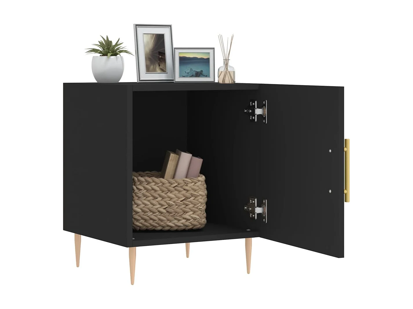 Omar  Table de chevet noir 40x40x50 cm bois d’ingénierie