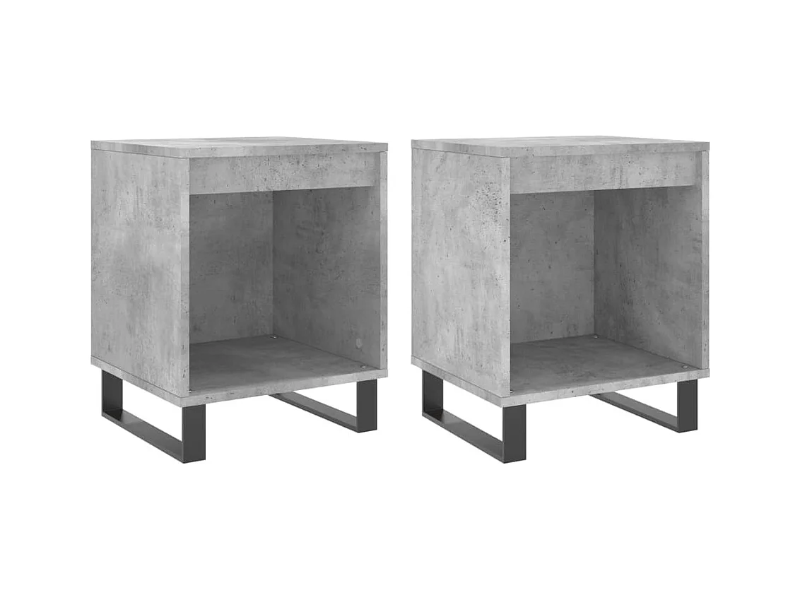 Orlando  Tables de chevet 2 pcs gris béton 40x35x50 cm bois d’ingénierie