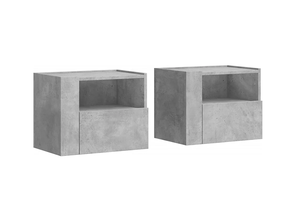 Sun City Center  Tables de chevet murales 2 pcs gris béton 45x30x35 cm