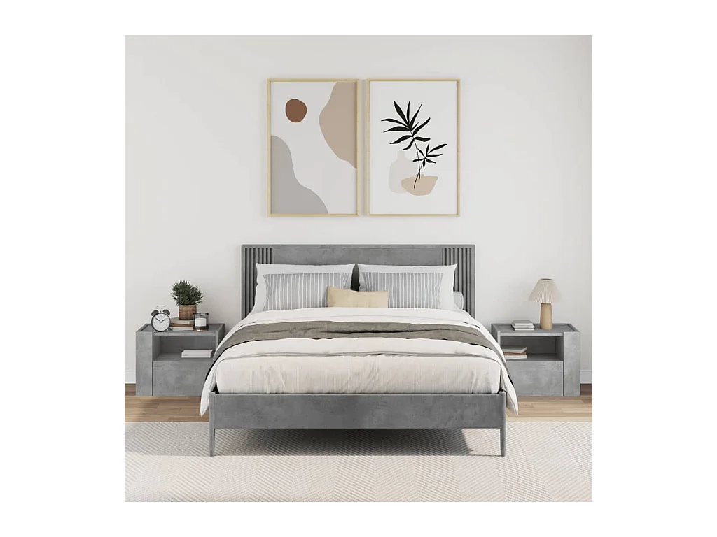 Sun City Center  Tables de chevet murales 2 pcs gris béton 45x30x35 cm
