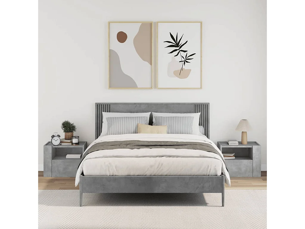 Sun City Center  Tables de chevet murales 2 pcs gris béton 45x30x35 cm