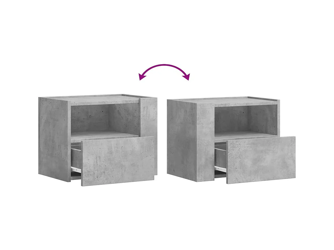 Sun City Center  Tables de chevet murales 2 pcs gris béton 45x30x35 cm