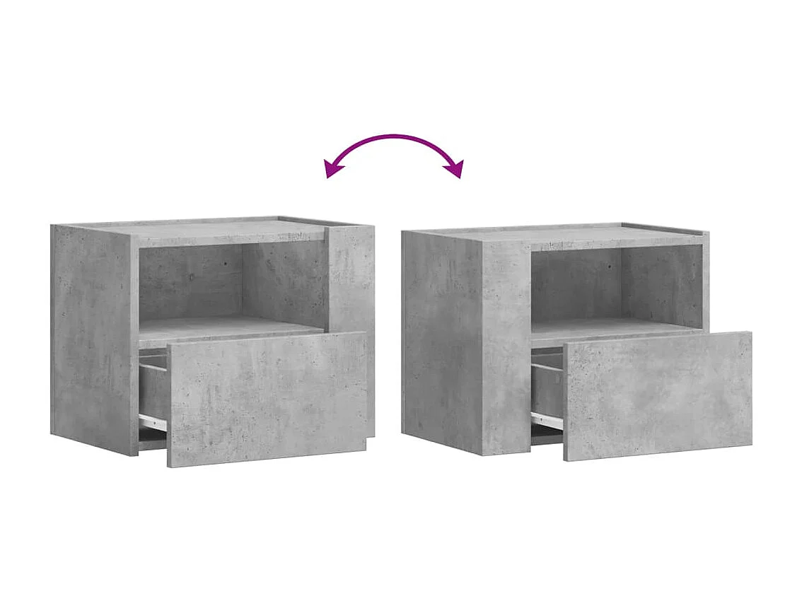 Sun City Center  Tables de chevet murales 2 pcs gris béton 45x30x35 cm