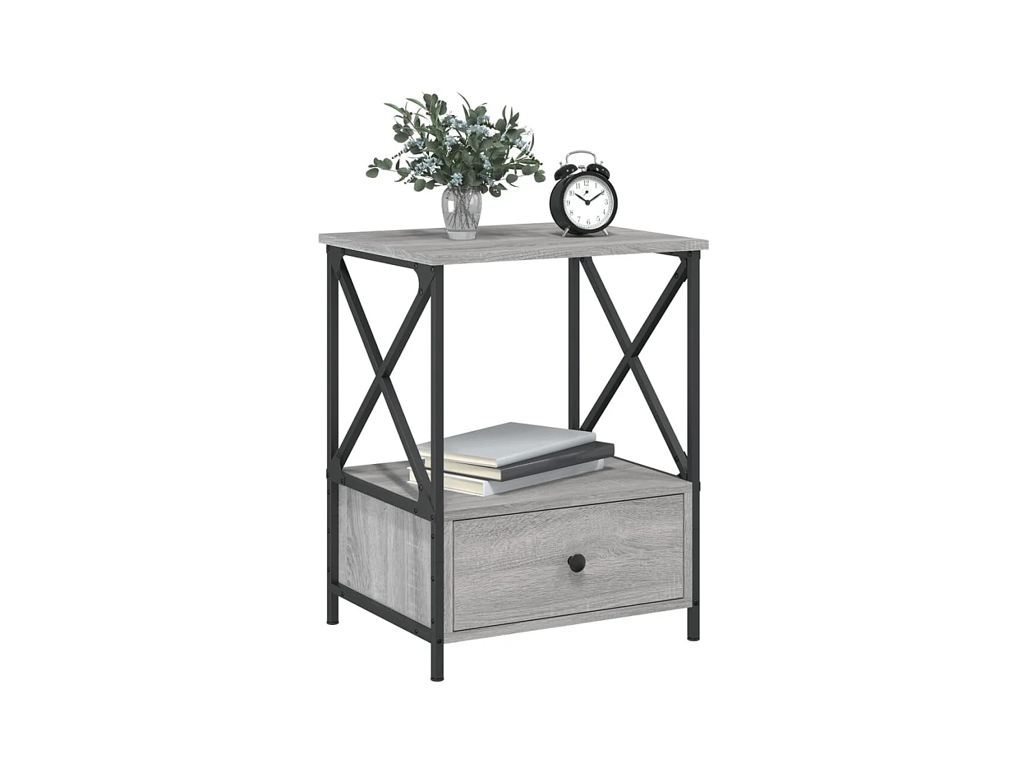 Hilda  Table de chevet sonoma gris 50x41x65 cm bois d'ingénierie