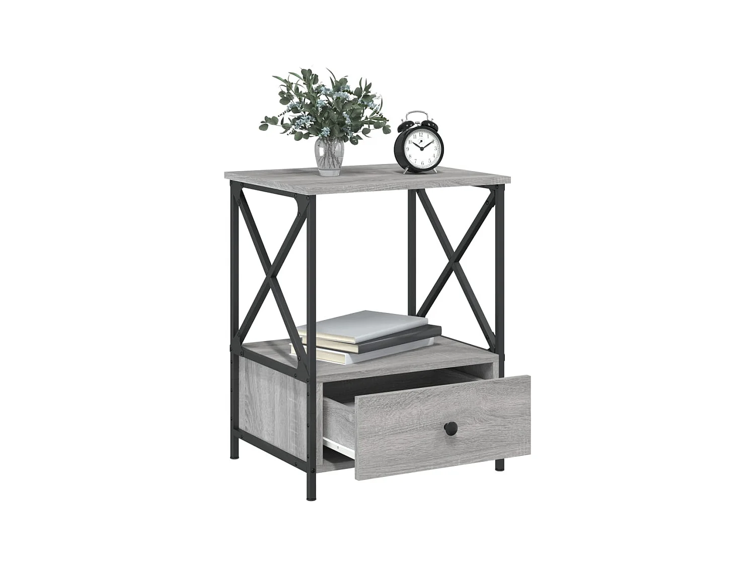 Hilda  Table de chevet sonoma gris 50x41x65 cm bois d'ingénierie