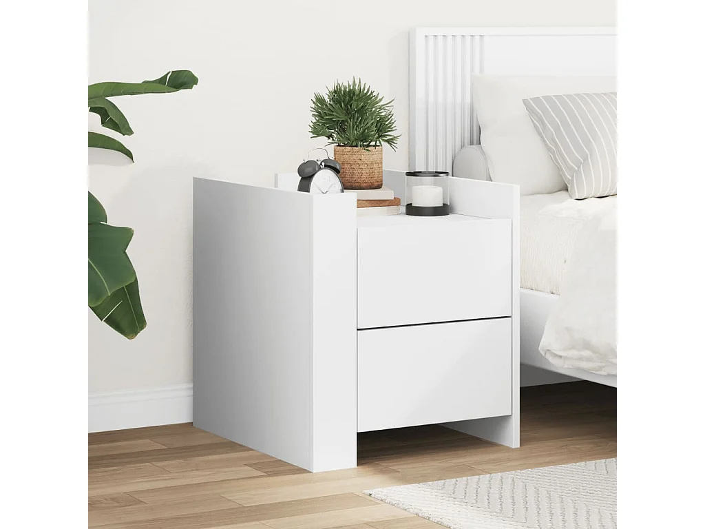 Boher  Table de chevet blanc 45x50x50 cm bois d’ingénierie