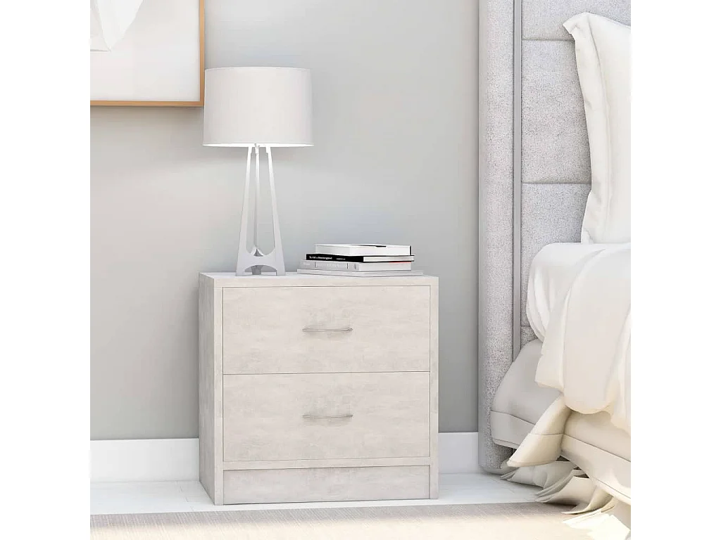 Wytse  Tables de chevet 2 pcs Gris béton 40x30x40 cm Bois d'ingénierie