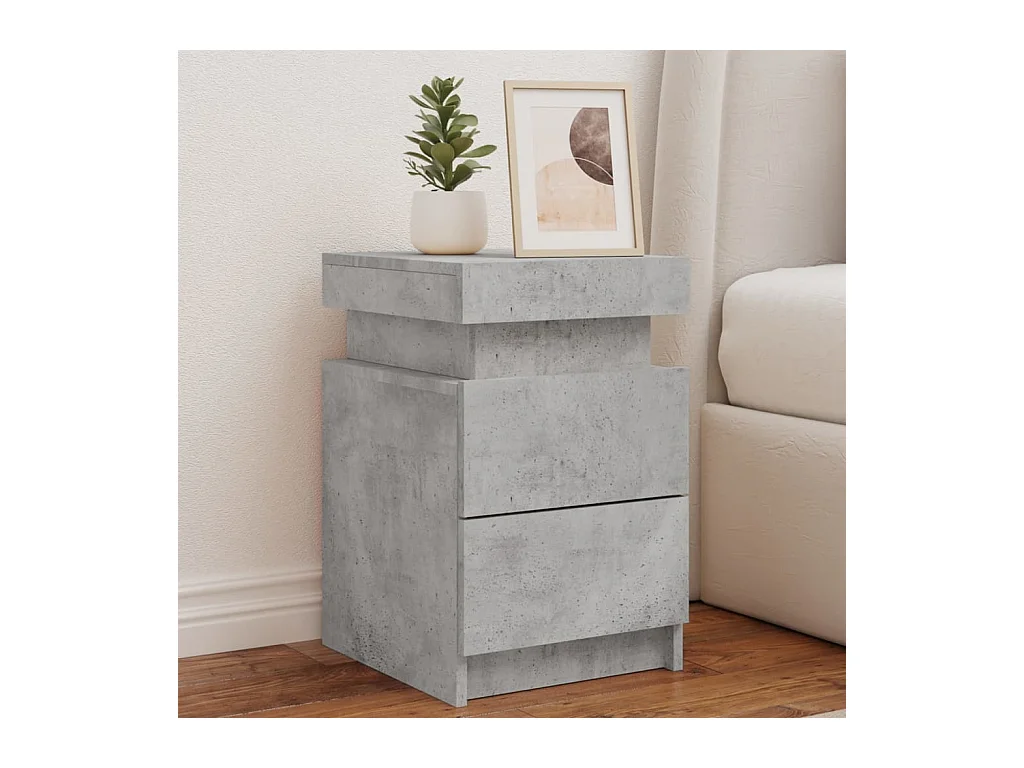 Barry John  Table de chevet avec lumières LED gris béton 35x39x55 cm