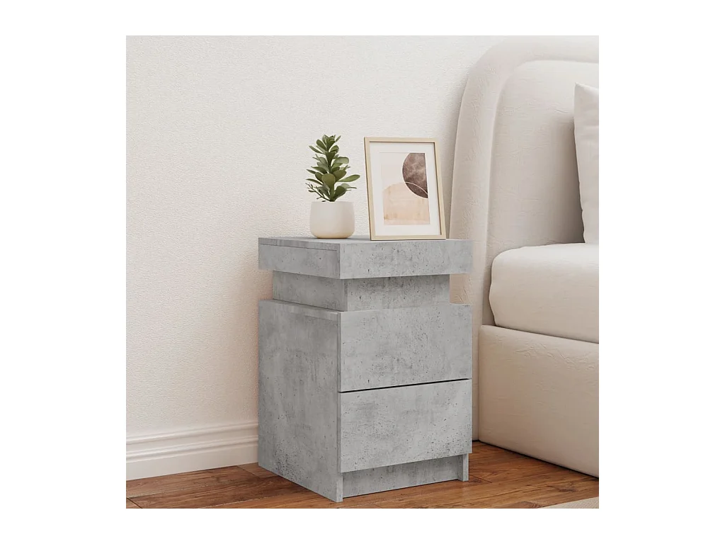 Barry John  Table de chevet avec lumières LED gris béton 35x39x55 cm