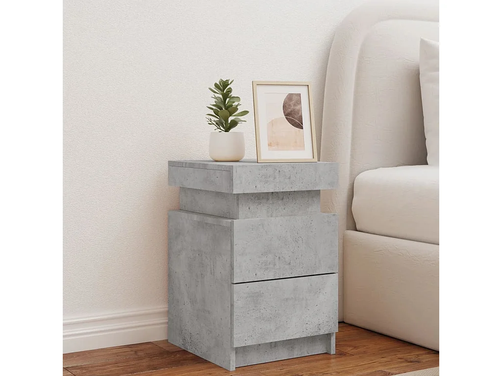 Barry John  Table de chevet avec lumières LED gris béton 35x39x55 cm