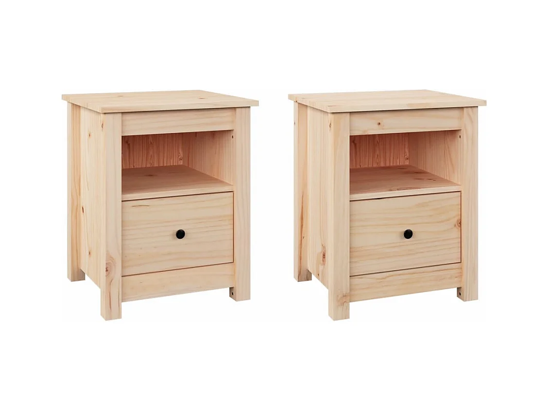 Aldino  Tables de chevet 2 pcs 40x35x49 cm Bois de pin massif