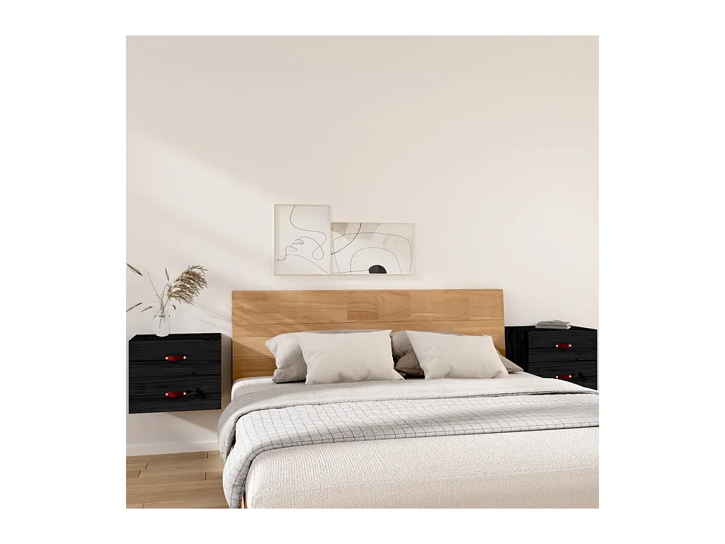 Elmont  Tables de chevet murales 2 pcs Noir 50x36x40 cm