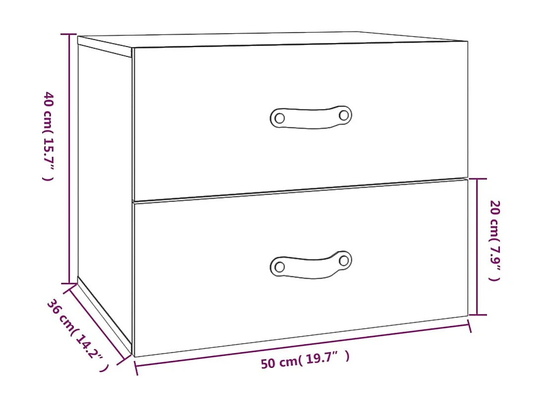 Elmont  Tables de chevet murales 2 pcs Noir 50x36x40 cm