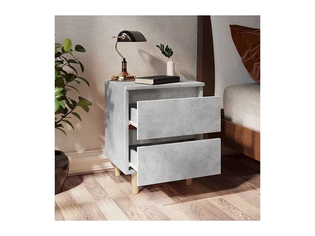 Kutztown  Tables de chevet pieds en pin 2 pcs gris béton 40x35x50 cm