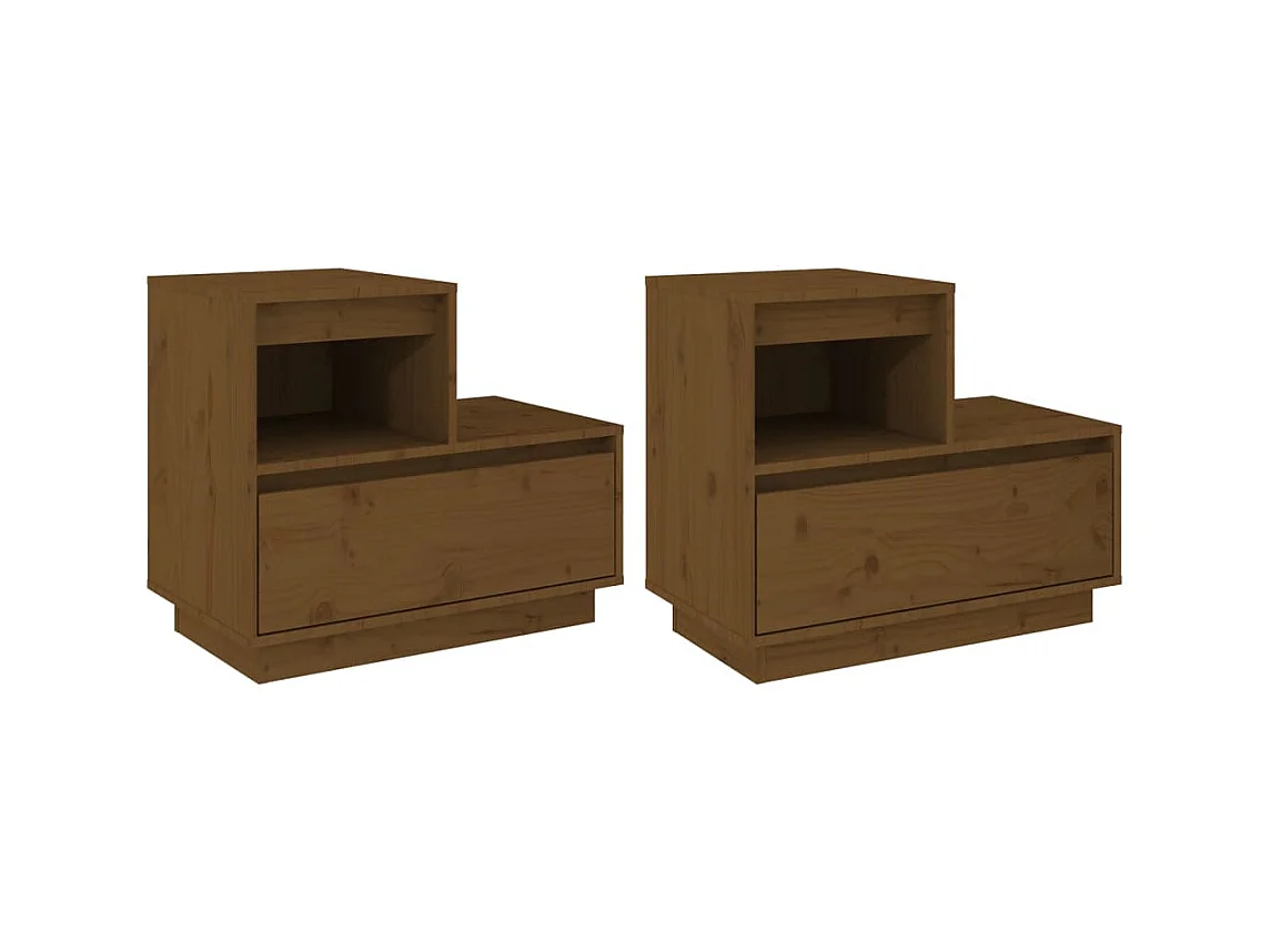 Kværndrup  Tables de chevet 2pcs Marron miel 60x34x51cm Bois de pin massif