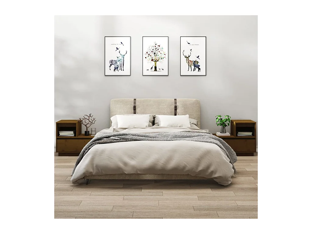 Kværndrup  Tables de chevet 2pcs Marron miel 60x34x51cm Bois de pin massif