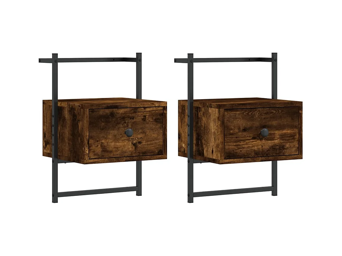 Nyra  Table de chevet murale 2 pcs chêne fumé 35x30x51 cm