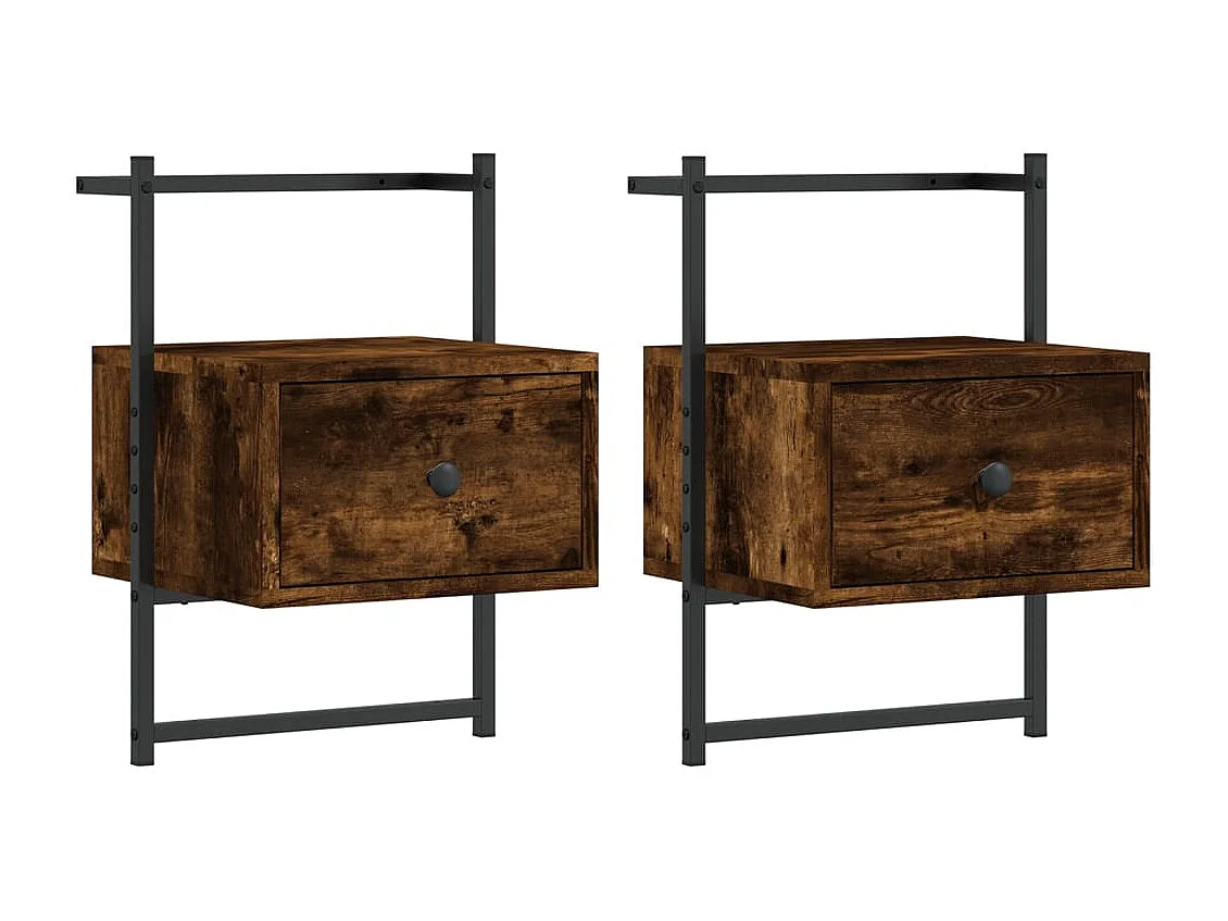 Nyra  Table de chevet murale 2 pcs chêne fumé 35x30x51 cm