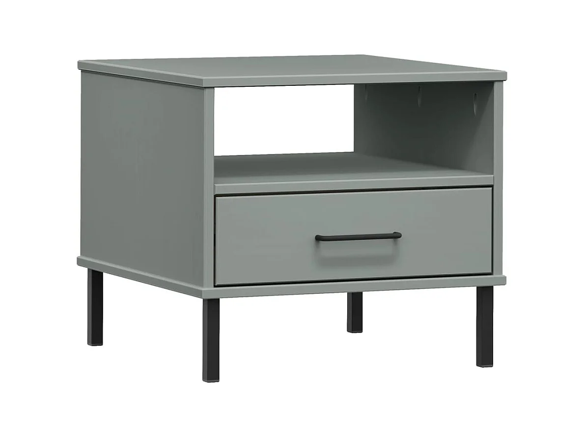 Jacques-Gilbert  Table de chevet avec pieds en métal Gris Bois pin massif OSLO