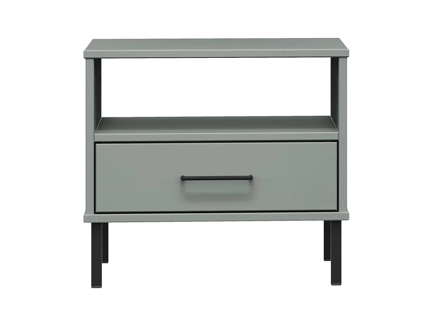 Jacques-Gilbert  Table de chevet avec pieds en métal Gris Bois pin massif OSLO