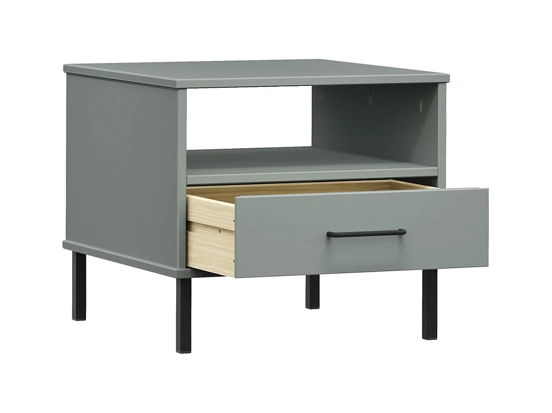 Jacques-Gilbert  Table de chevet avec pieds en métal Gris Bois pin massif OSLO