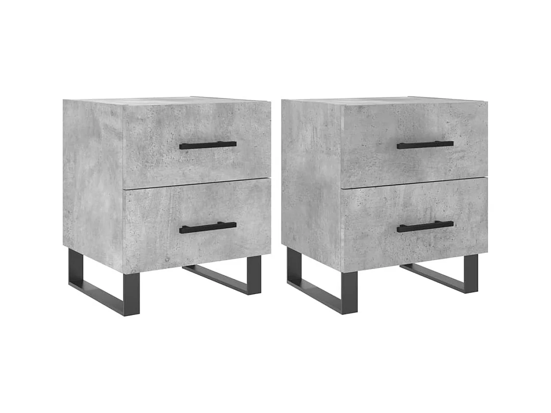 Cennet  Tables de chevet 2pcs gris béton 40x35x47,5cm bois d’ingénierie